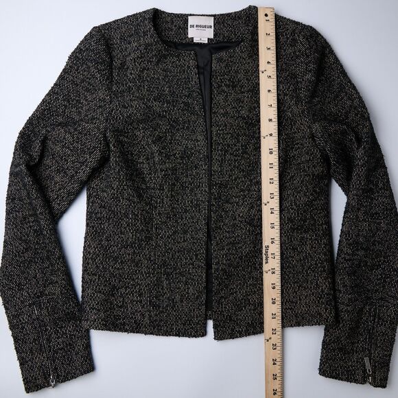 De Rigueur Jacket Women's 4 workwear capsule minimal office chic tweed texture - Picture 4 of 11
